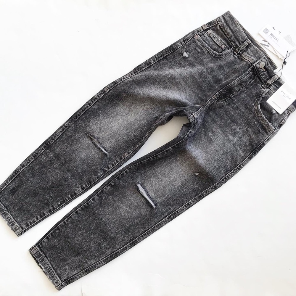 Zara NWT black stone washed relaxed fit jeans 10Y